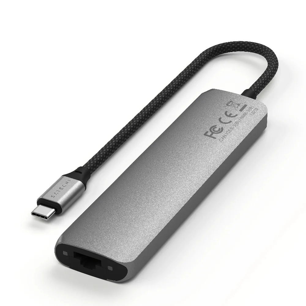 Adaptador Multipuerto Satechi Slim 7 en 1 USB-C Ethernet - Gris Espacial - Image 3