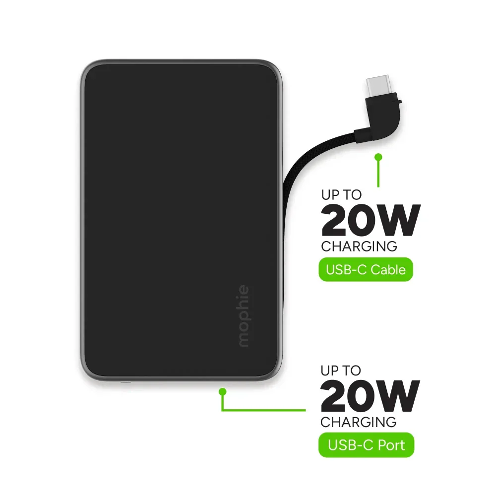 Batería externa Mophie Powerstation Plus 5.000mAh con cable USB-C - Negro - Image 6
