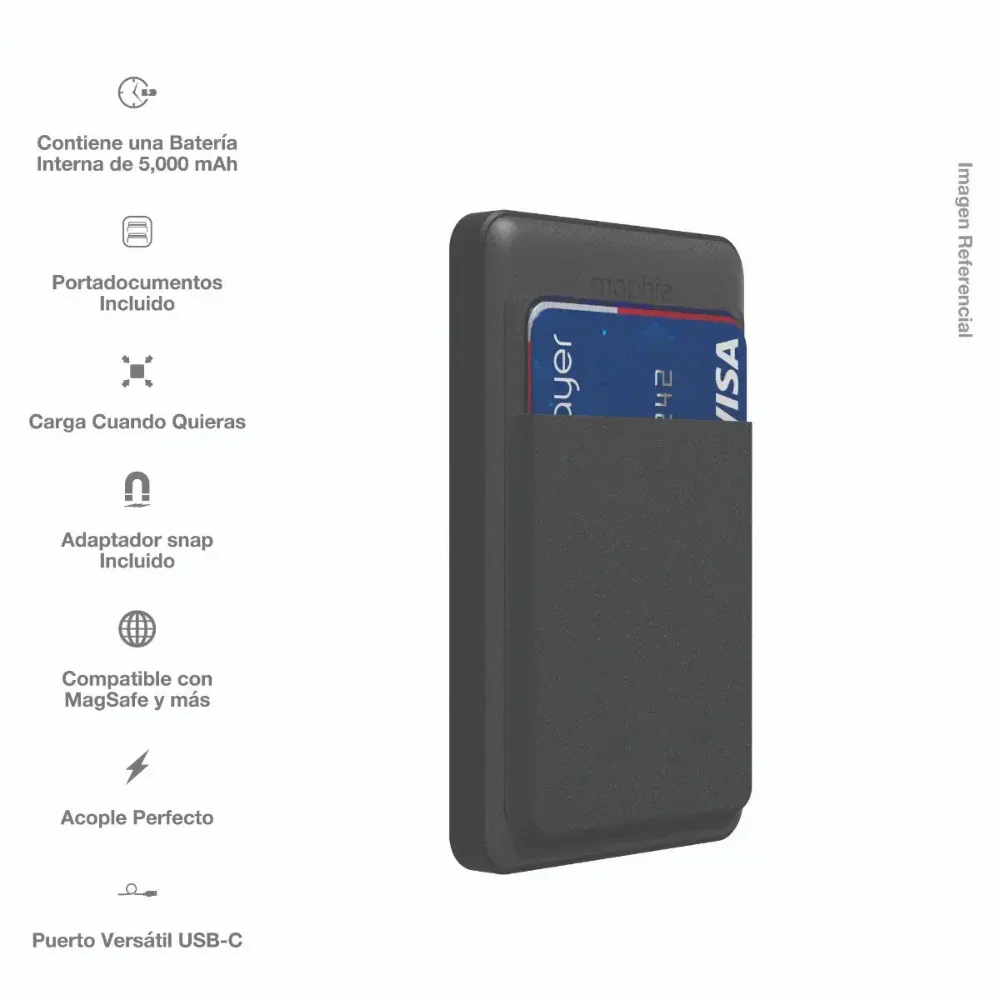 Batería Portátil Inalámbrico Mophie con Wallet Snap+ Juice Pack Mini - Negro - Image 10