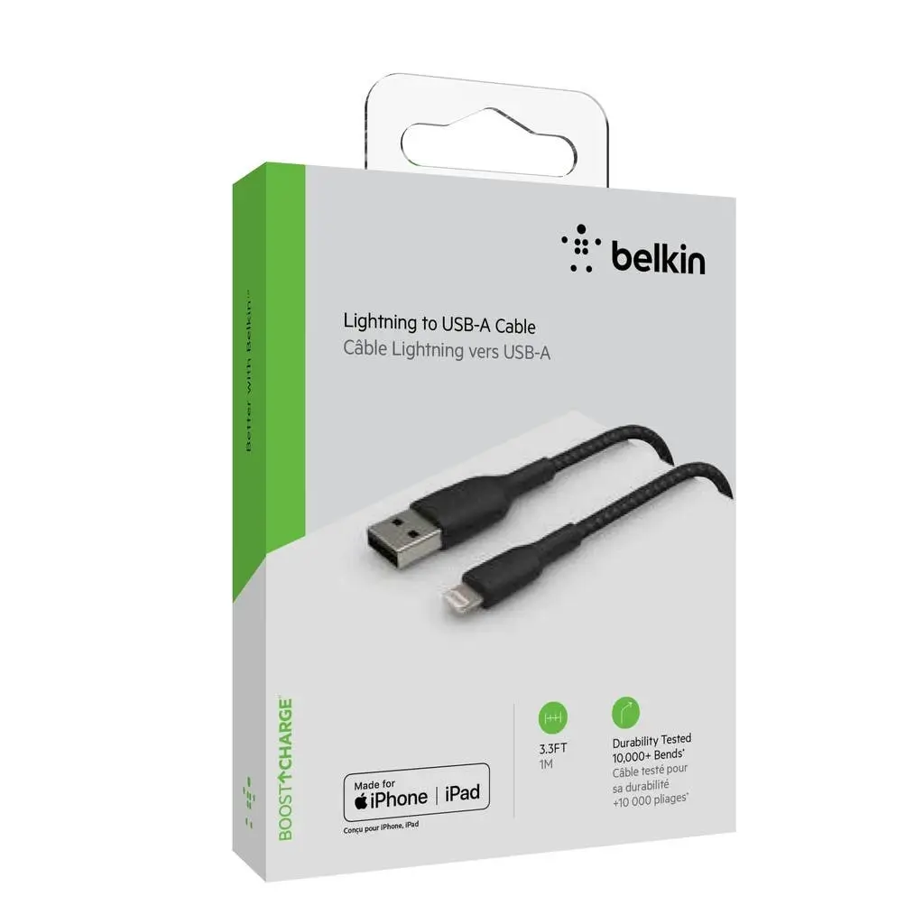 Cable Belkin BoostCharge trenzado USB-A a Lightning 1m - Negro - Image 4