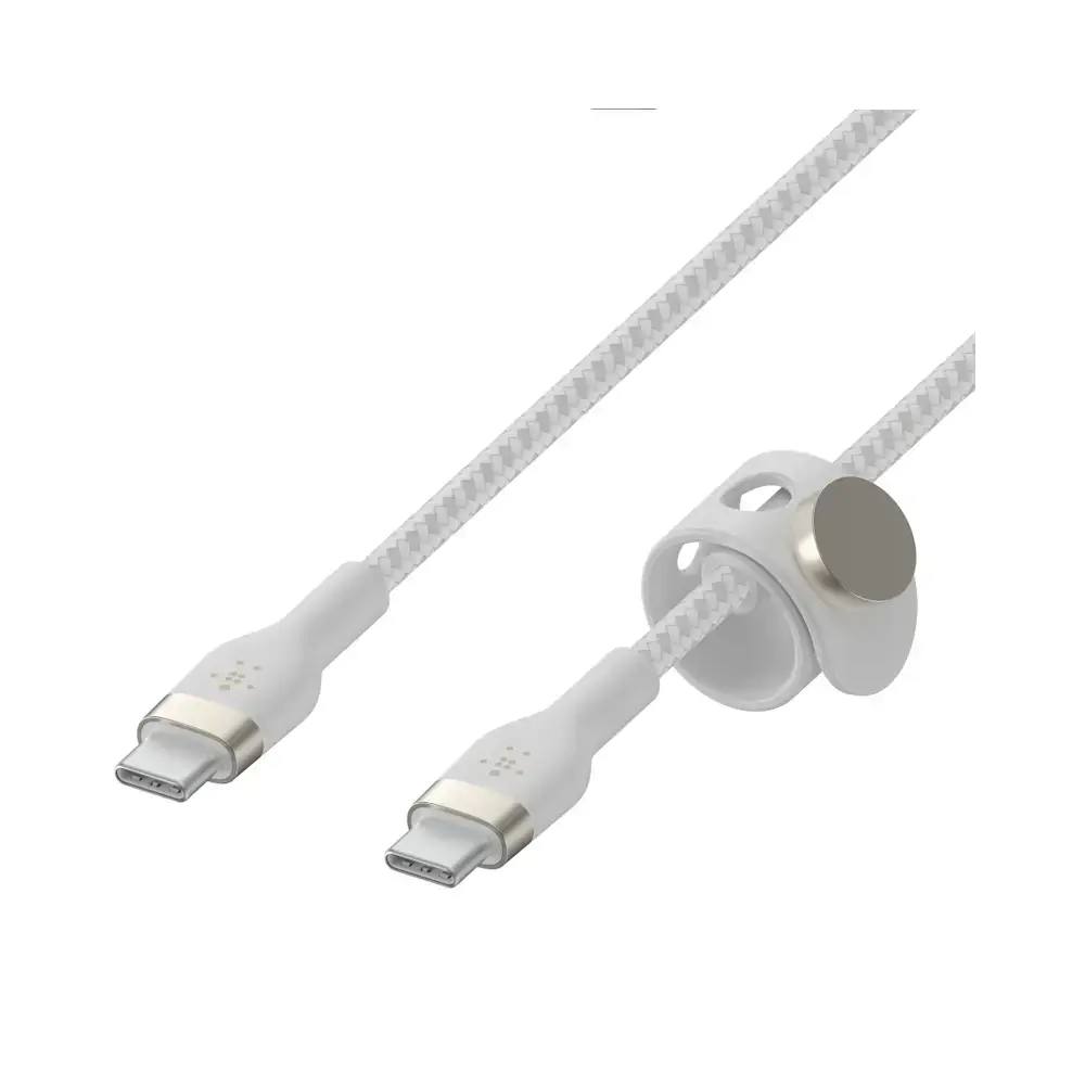 Cable Belkin Pro Flex USB-C a USB-C con correa 2m - Blanco - Image 3