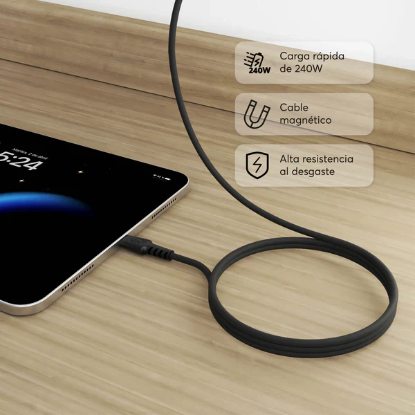 Cable Magnetico NCO PowerForce 2m USB-C a USB-C - Image 3