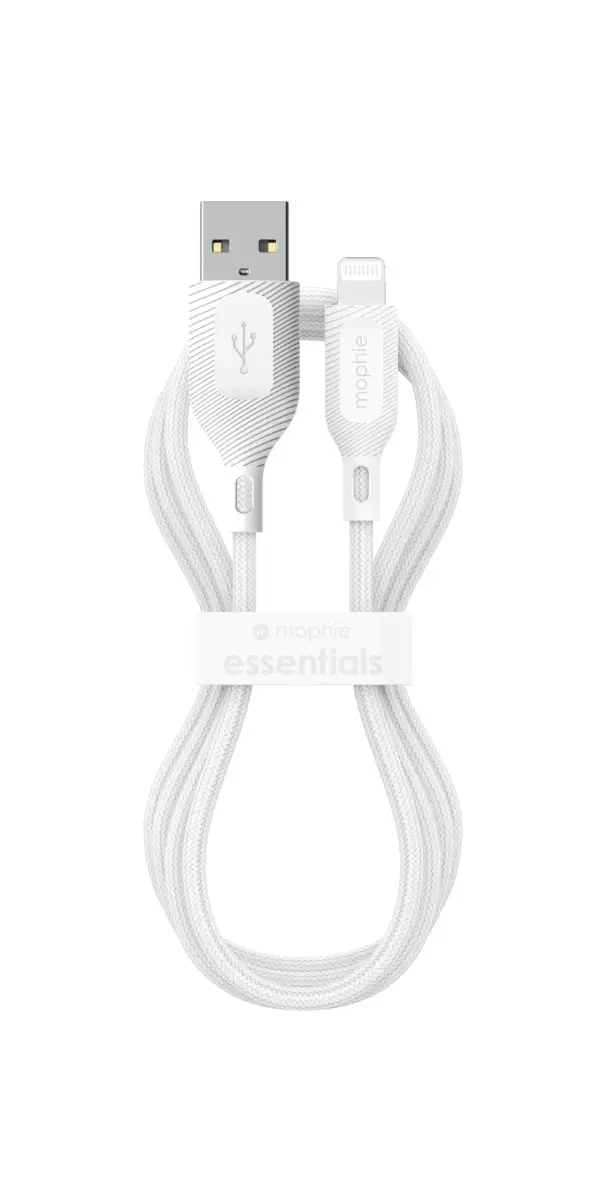 Cable Mophie essential trenzado USB-A a Lightning 12w 1m - Blanco - Image 3