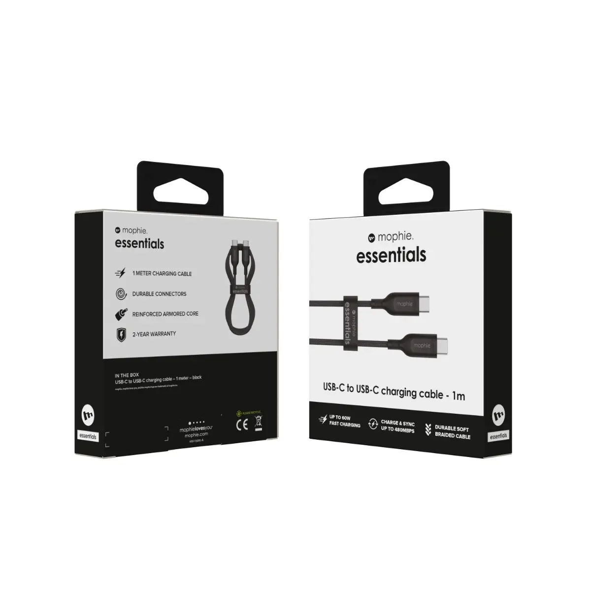 Cable Mophie essential trenzado USB-C a USB-C 60w 1m - Negro - Image 4