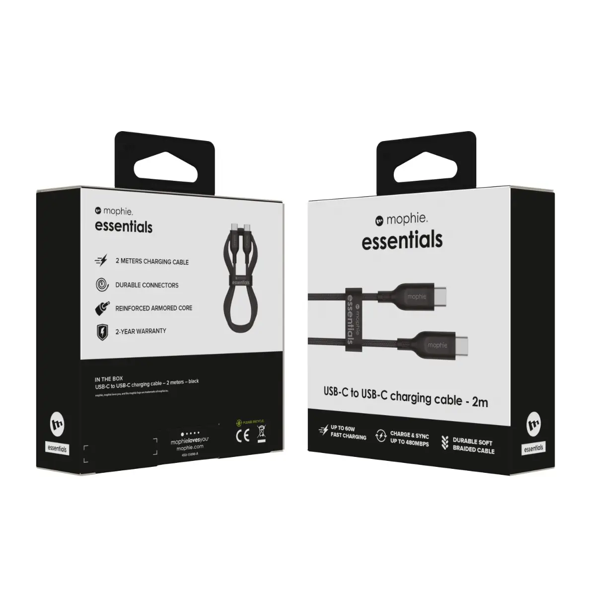 Cable Mophie essential trenzado USB-C a USB-C 60w 2m - Negro - Image 5