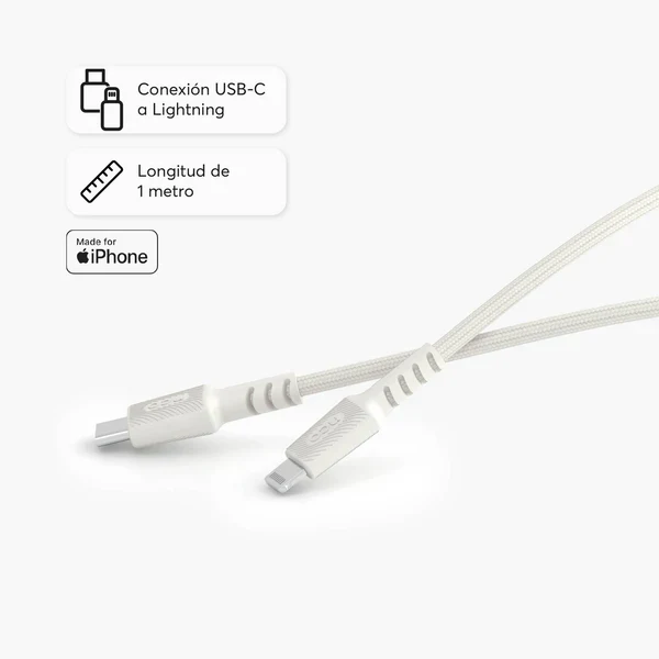 Cable Trenzado NCO PowerLite USB-C to Lightning -Blanco Estrella - Image 2