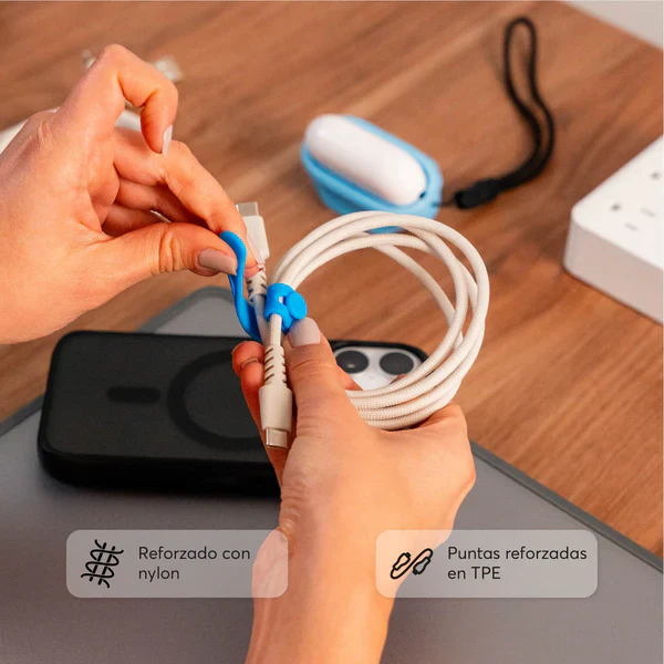 Cable Trenzado NCO PowerLite USB-C to Lightning -Blanco Estrella - Image 3