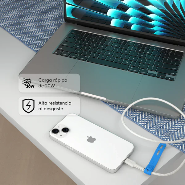 Cable Trenzado NCO PowerLite USB-C to Lightning -Blanco Estrella - Image 4