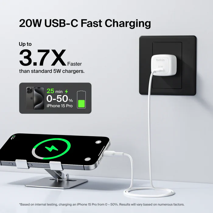 Cargador Belkin USB-C compacto de 20W - Blanco - Image 5