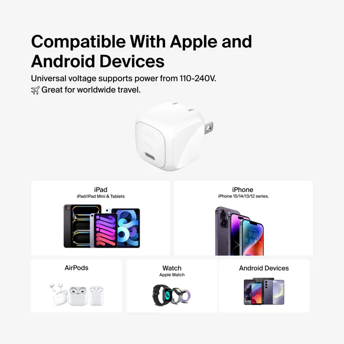 Cargador Belkin USB-C compacto de 20W - Blanco - Image 6