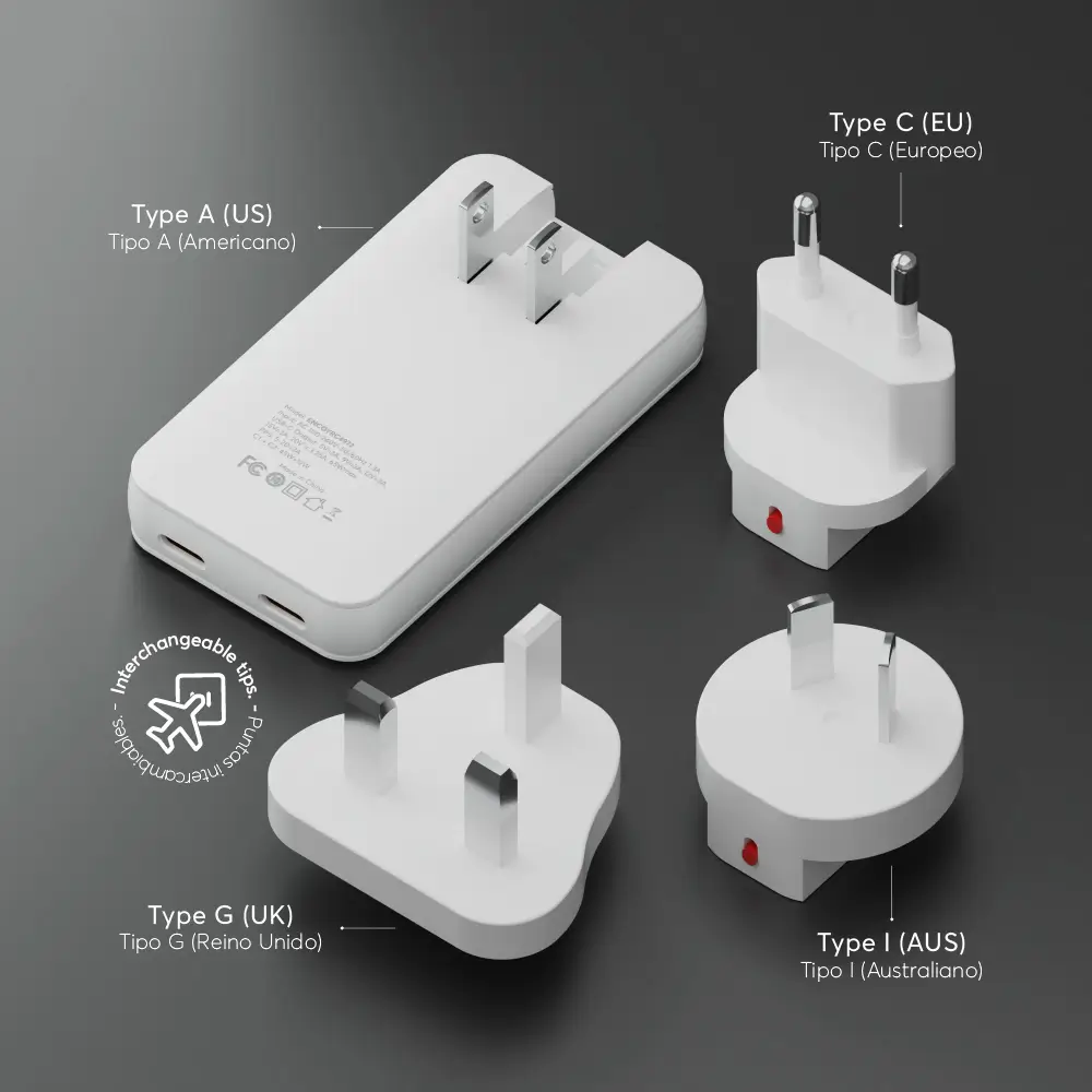 Cargador de Pared NCO PowerPlug Ultra 65W US/EU/AUS/UK USB-C - Blanco - Image 3