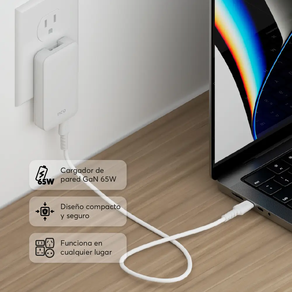 Cargador de Pared NCO PowerPlug Ultra 65W US/EU/AUS/UK USB-C - Blanco - Image 4