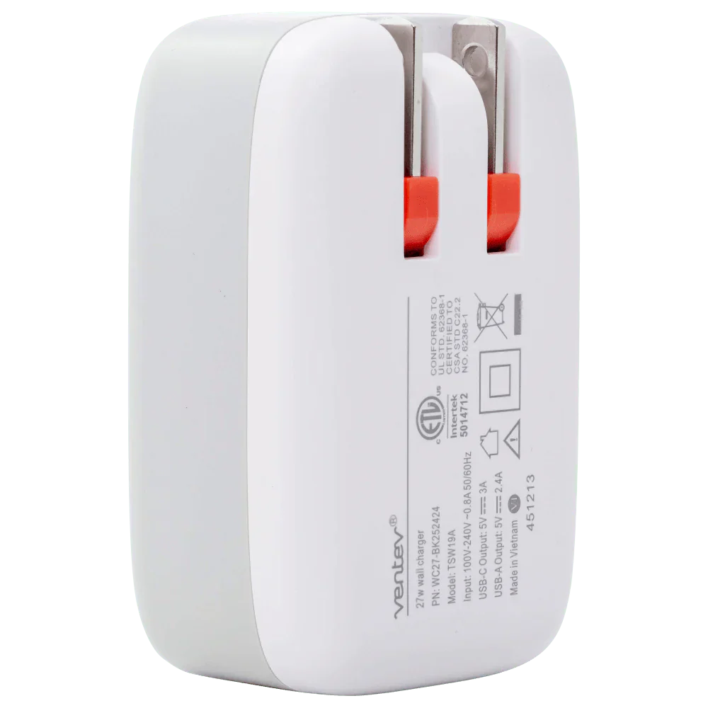 Cargador de Pared VENTEV dual USB-C y USB-A 27w - Blanco - Image 4