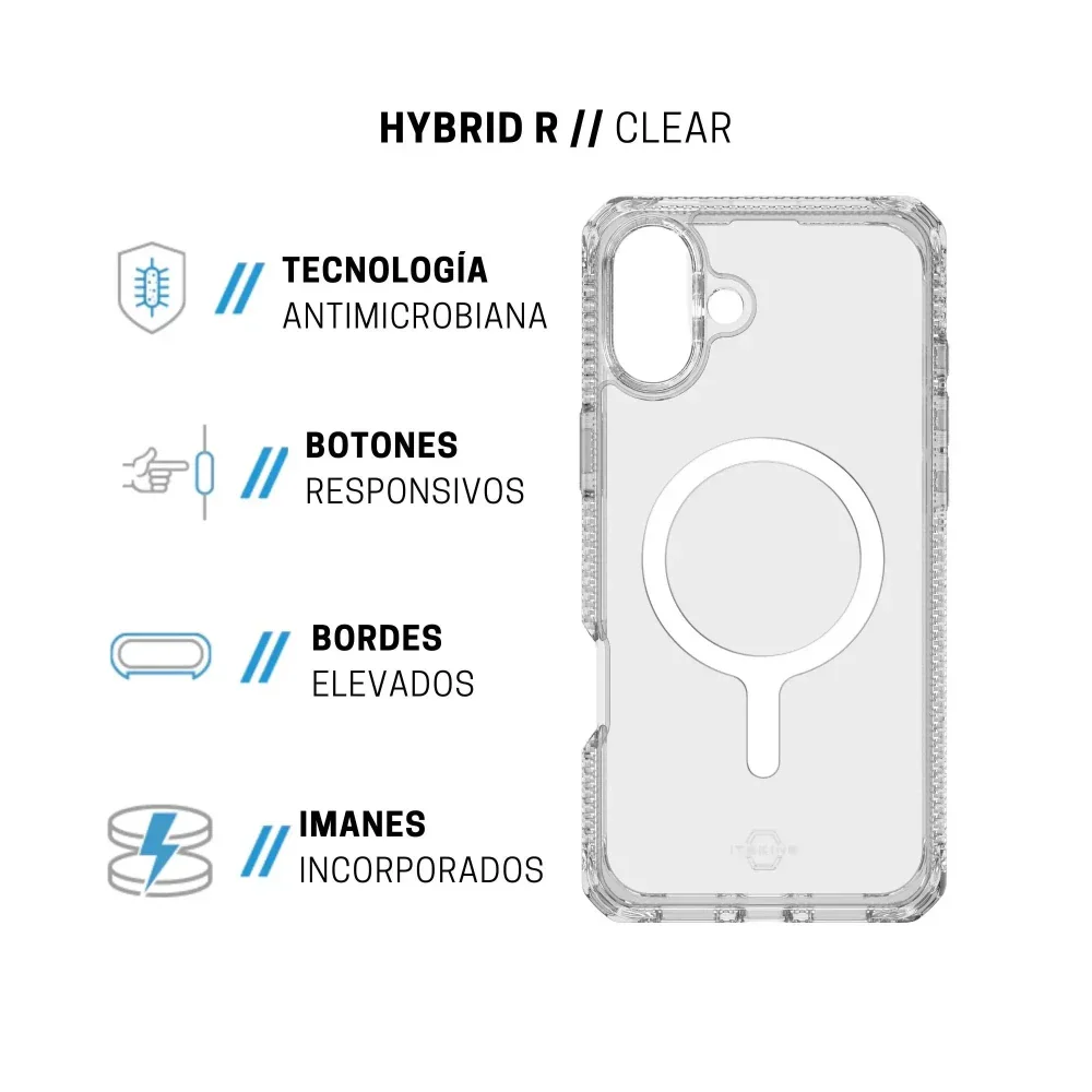 Case ItSkins Hybrid R Clear con MagSafe para iPhone 16 Plus - Transparente - Image 7