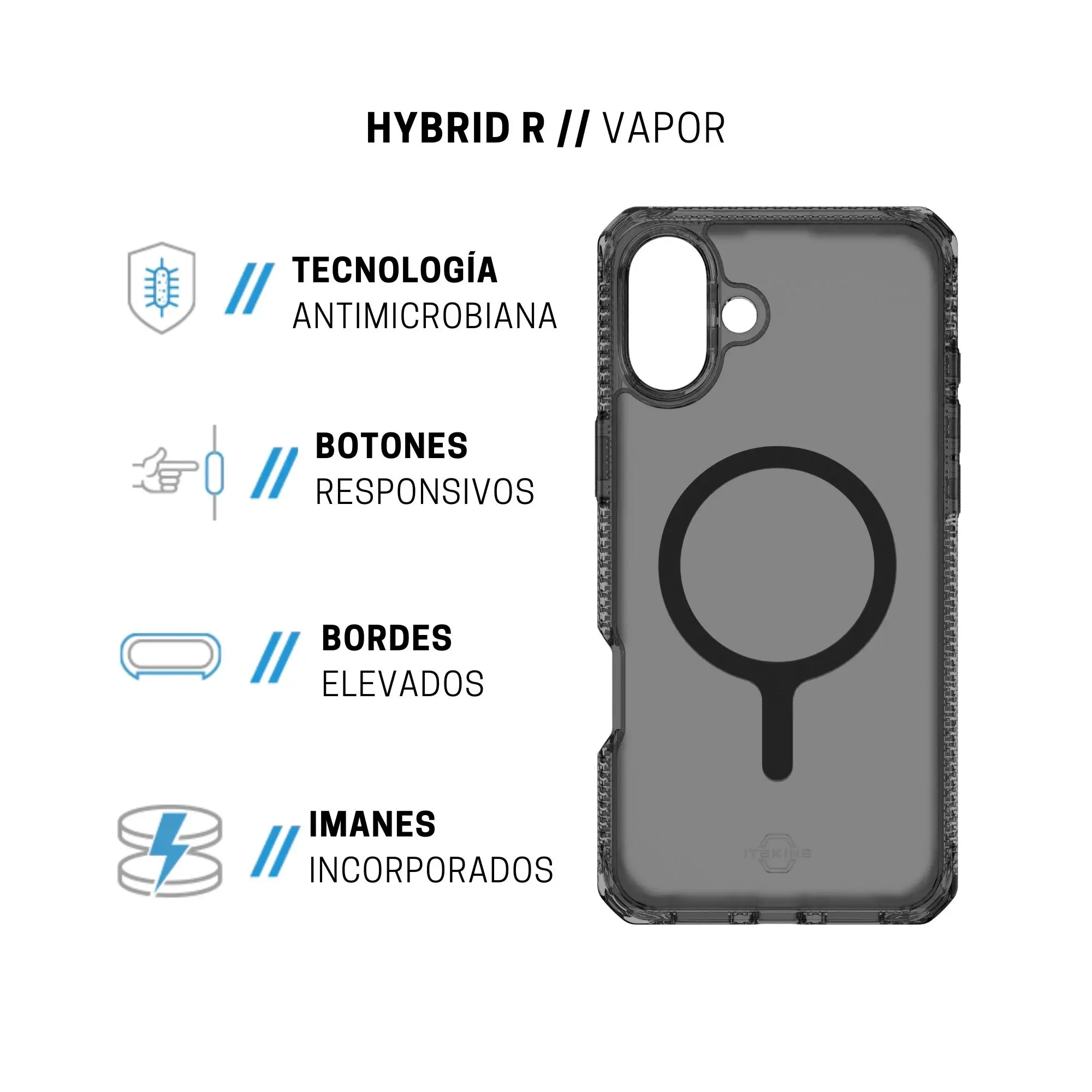 Case ItSkins Hybrid R Vapor con MagSafe para iPhone 16 - Negro - Image 7
