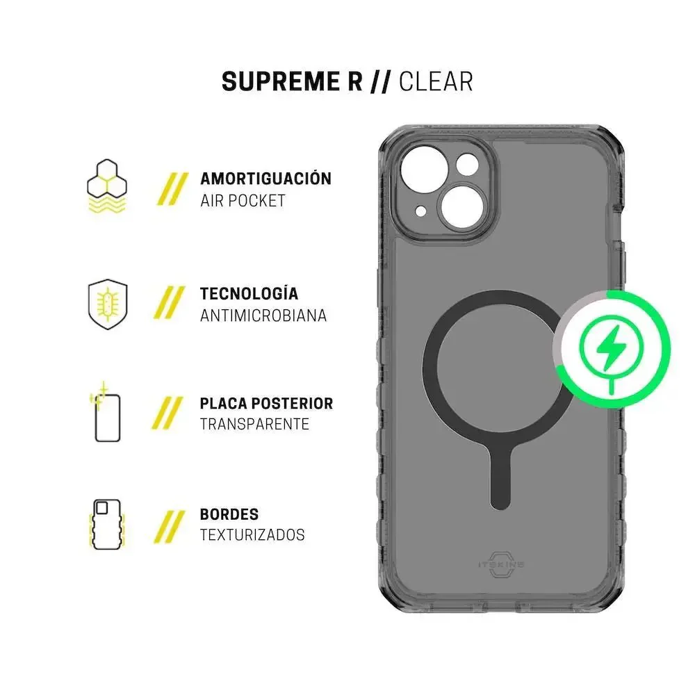 ItSkins Case Supreme R Clear con MagSafe para iPhone 15 Plus - Grafito - Image 8